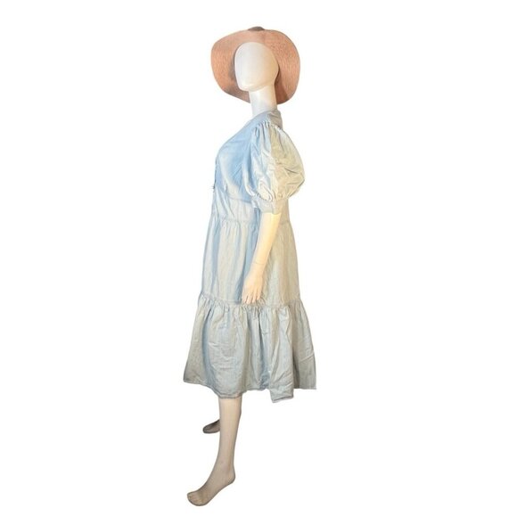 vtg Ralph Lauren black label chambray puff‎ sleeve cottagecore  dress sz 18W/40 - Picture 5 of 7